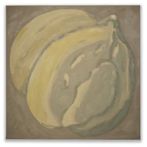 Sara Naim, A Chickpea/Hummus 2025, Oil on Canvas, 102 x 102 cm